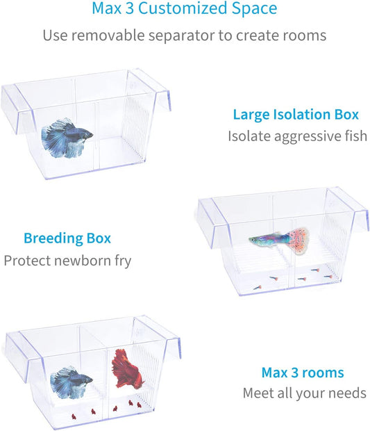 Fish Breeding Box Hatchery Incubator | Aquarium Isolation Box for Baby Shrimp & Fish Fry (Color May Vary)