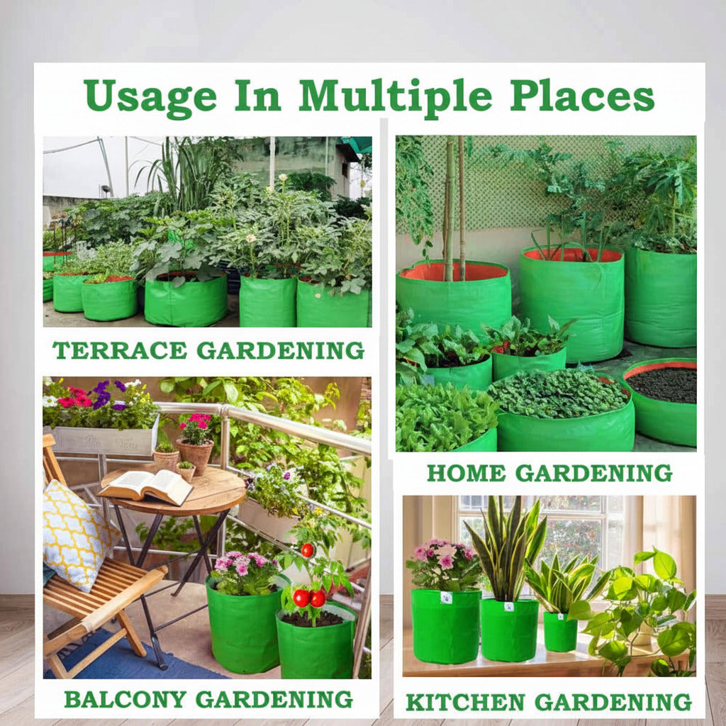15×15 Grow Bag for Vegetable Gardening – Premium HDPE 260 GSM | Green Plant Bag for Terrace Garden