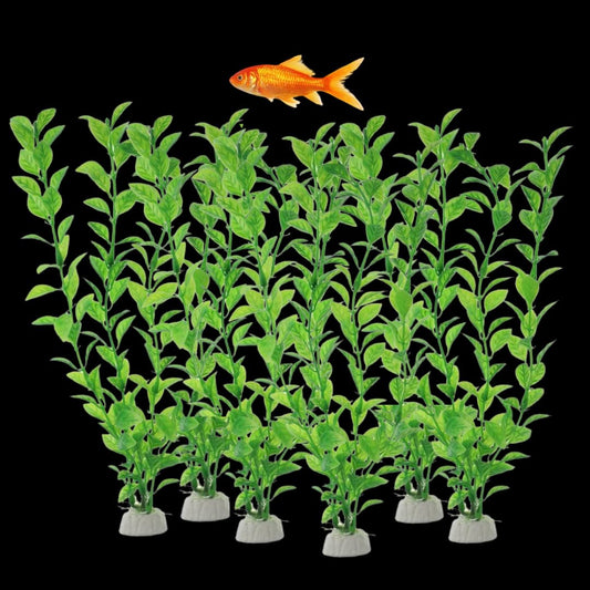 Artificial Green Rotella Aquarium Plants – 10 Inch (Pack of 6)