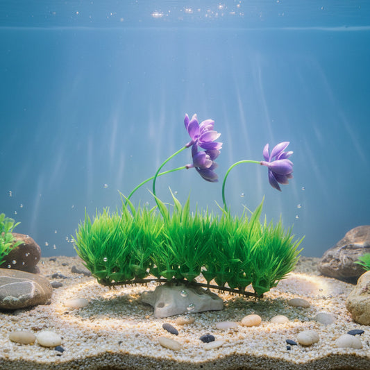 Beautiful Attractive Artificial Aquarium Plant Decoration – Purple Saffron Flower & Green