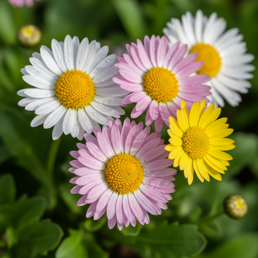 Daisy White Mixed Color Flowers Close-up