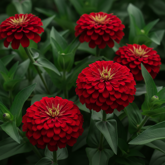 Zinnia Double Blood Red Hybrid Flower Close-up