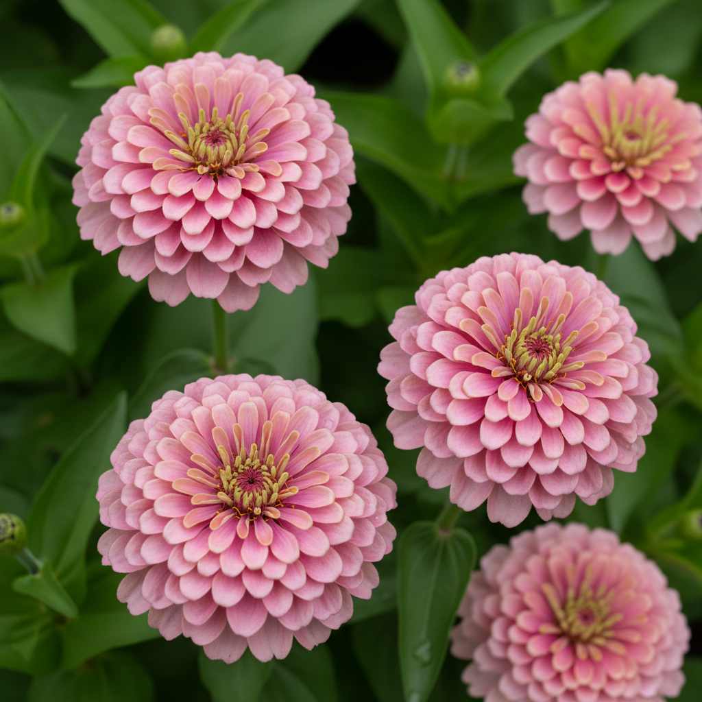 Zinnia Double Pink Hybrid Flower Close-up