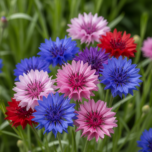 Cornflower Mixed Color Flowers Close-up