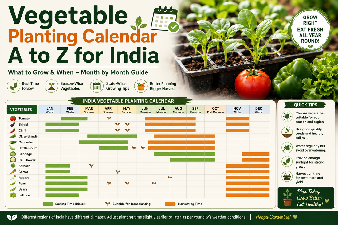 Vegetable Planting Calendar A to Z for india