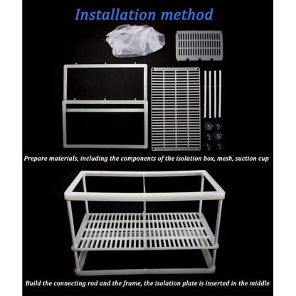 Aquarium Fish Breeding & Hatchery Net Box | Large Double Isolation Box with Bottom Tray | Fish Fry Safe Zone