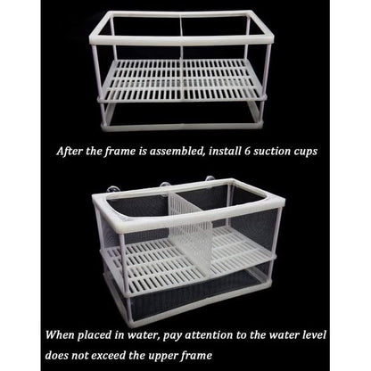 Aquarium Fish Breeding & Hatchery Net Box | Large Double Isolation Box with Bottom Tray | Fish Fry Safe Zone