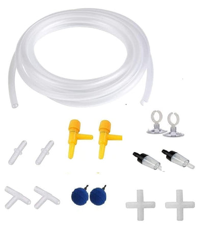 Aquarium Aeration Complete Starter Kit | PVC Hose, Air Stones, Valves & Connectors (15 Pcs)