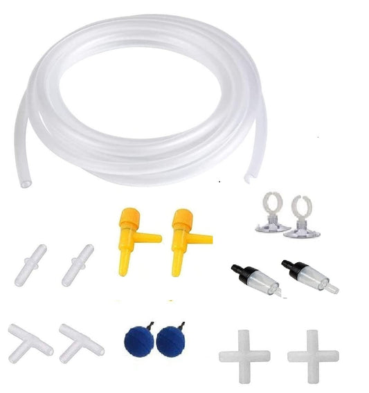 Aquarium Aeration Complete Starter Kit | PVC Hose, Air Stones, Valves & Connectors (15 Pcs)