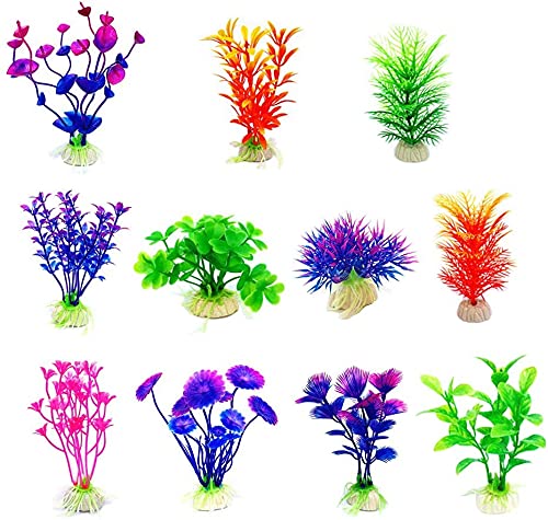 Aquarium Decoration 6-in-1 Artificial Plastic Plant – 4 Inches Height (Design may Vary)