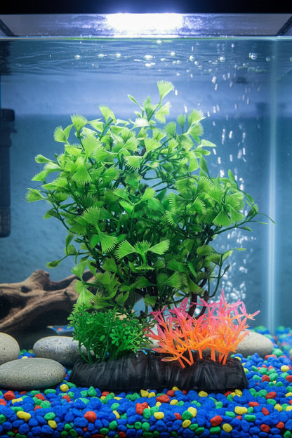 7.5" Artificial Big Bush Plastic Plant for Aquarium Fish Tank Decoration