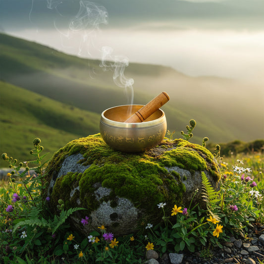 Sound Singing Bowl for Stress Relief & Meditation with Striker Stick | Bell Sound | Brass-Grey