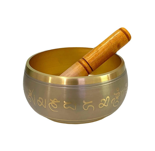 Sound Singing Bowl for Stress Relief & Meditation with Striker Stick | Bell Sound | Brass-Grey