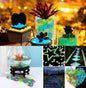 Glow in The Dark Stones 50 Pcs (1 Pack) - Glow Pebbles Aquarium Rocks for Fish Tank, Lawn, Yard, Garden, Walkway & Plant Pots - Rainbow - 1x1cm