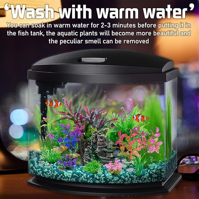 12Pcs Aquarium Artificial Plants & Rock Cave Decor Set