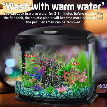 12Pcs Aquarium Artificial Plants & Rock Cave Decor Set