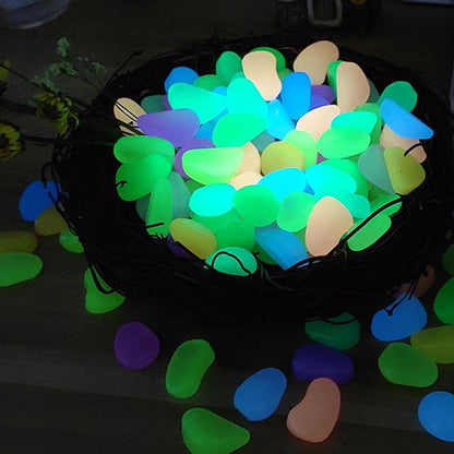 Glow in The Dark Stones 200 Pcs (1 Pack) - Glow Pebbles Aquarium Rocks for Fish Tank, Lawn, Yard, Garden, Walkway & Plant Pots - Rainbow - 1x1cm