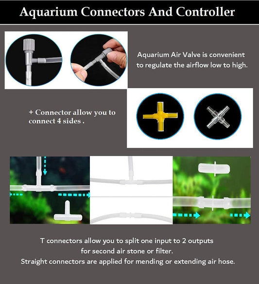 Aquarium Aeration Complete Starter Kit | PVC Hose, Air Stones, Valves & Connectors (15 Pcs)