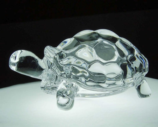 Crystal Glass Turtle Tortoise with Plate | Feng Shui Vastu Good Luck Showpiece