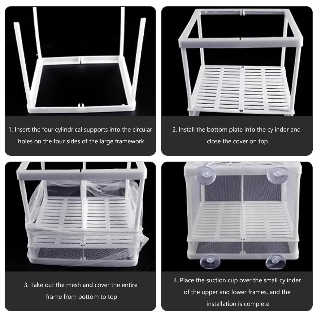 Fish Breeding Box for Betta Fish | Fry Isolation Box with Divider, Nylon Mesh & Suction Cups | 16x14x15cm(Color May Vary)