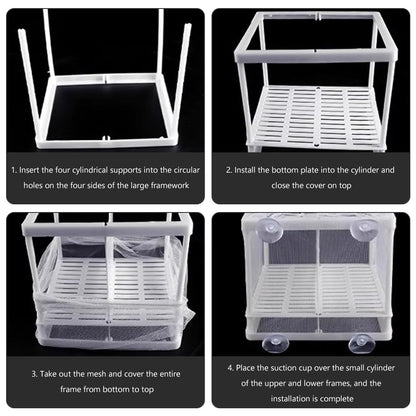 Fish Breeding Box for Betta Fish | Fry Isolation Box with Divider, Nylon Mesh & Suction Cups | 16x14x15cm(Color May Vary)