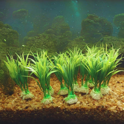 Premier Plants Artificial Plastic Aquarium Decoration – 4-inch Green Grass, Set of 6