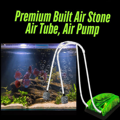 Aquarium Silent Air Pump 2-Way | 2 Metre Air Tube & 2 Air Stones Included | Fish Tank Oxygen Pump(Design and Color May Vary)