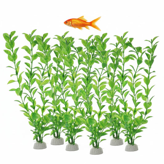 Artificial Green Rotella Aquarium Plants – 10 Inch (Pack of 6)
