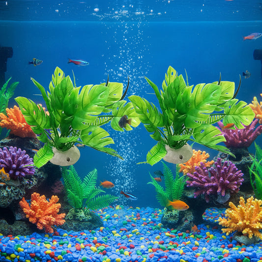 Artificial Aquarium Plants – Fairy Garden Landscape Decoration (Combo Pack of 2)-Approx-12 Cm