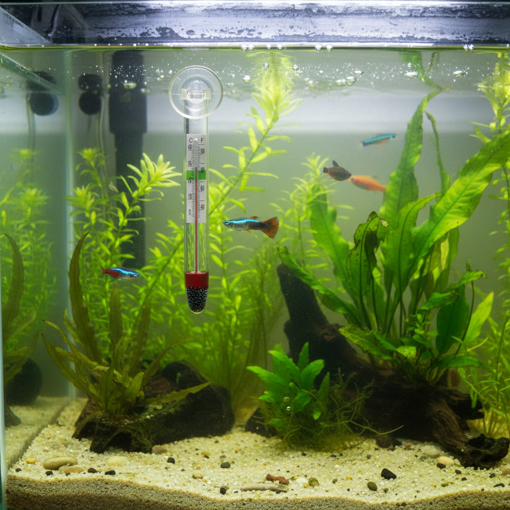 Aquarium Glass Thermometer with Suction Cup | Fish Tank Thermometer Pack of 2