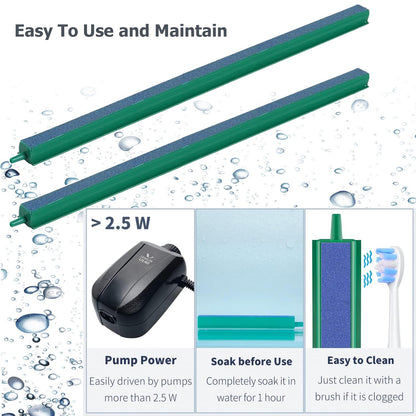 Air Stone Bar 12 Inch with 2 Metre Pipe | Aquarium Bubble Diffuser & Oxygen Stone for Fish Tank & Hydroponics