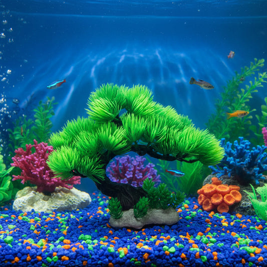 Artificial Green Tree Plant Ornament for Aquarium Fish Tank –7.5 Inch