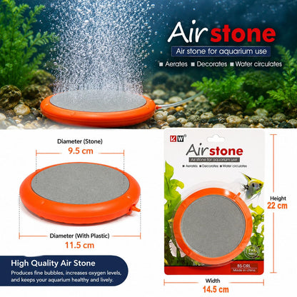 Aquarium Air Stone Disk Kit | Oxygen Bubble Diffuser with T Connector & Airline Pipe | Fish Tank Aeration Set