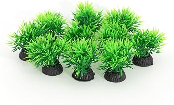 Aquarium Fish Tank Decorations – 6PCS Small Green Grass Artificial Plastic Plants Ornaments