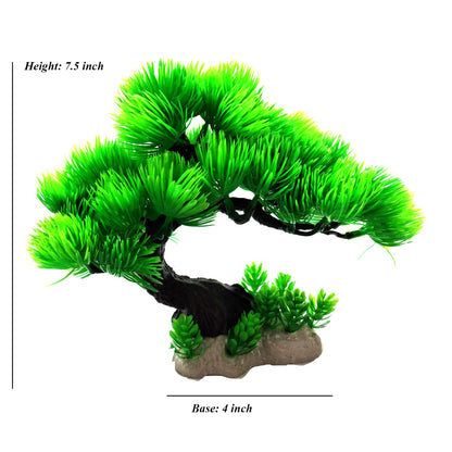 Artificial Green Tree Plant Ornament for Aquarium Fish Tank –7.5 Inch