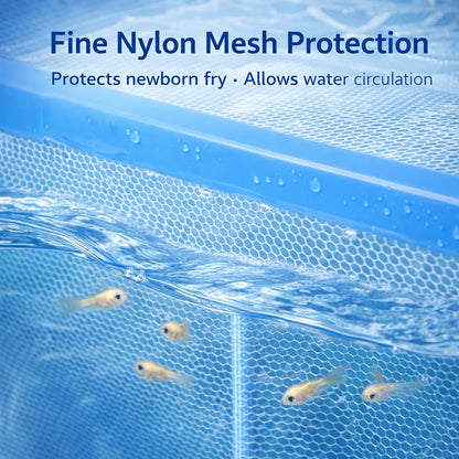 Fish Tank Breeder Net Box with Suction Cups | Blue Mesh Fry Saver | Isolation Box for Baby, Injured & Aggressive Fish(Color May Vary)