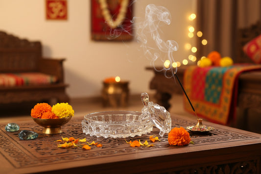 Perfect Vastu Feng Shui Crystal Turtle on Glass Plate – Clear Crystal Tortoise for Good Luck, Prosperity & Home Harmony