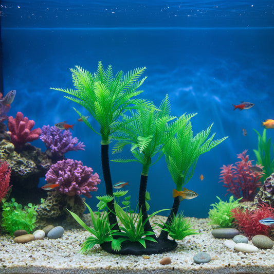 Artificial Coconut Palm Tree Aquarium Decoration – 11.5 Inch (1 Plant)