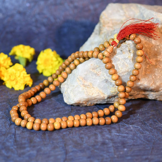 Wooden Handmade Tulsi Japa Mala | 108 Prayer Beads for Pooja & Daily Wearing | Sacred Tulsi Mala for Meditation & Devotion