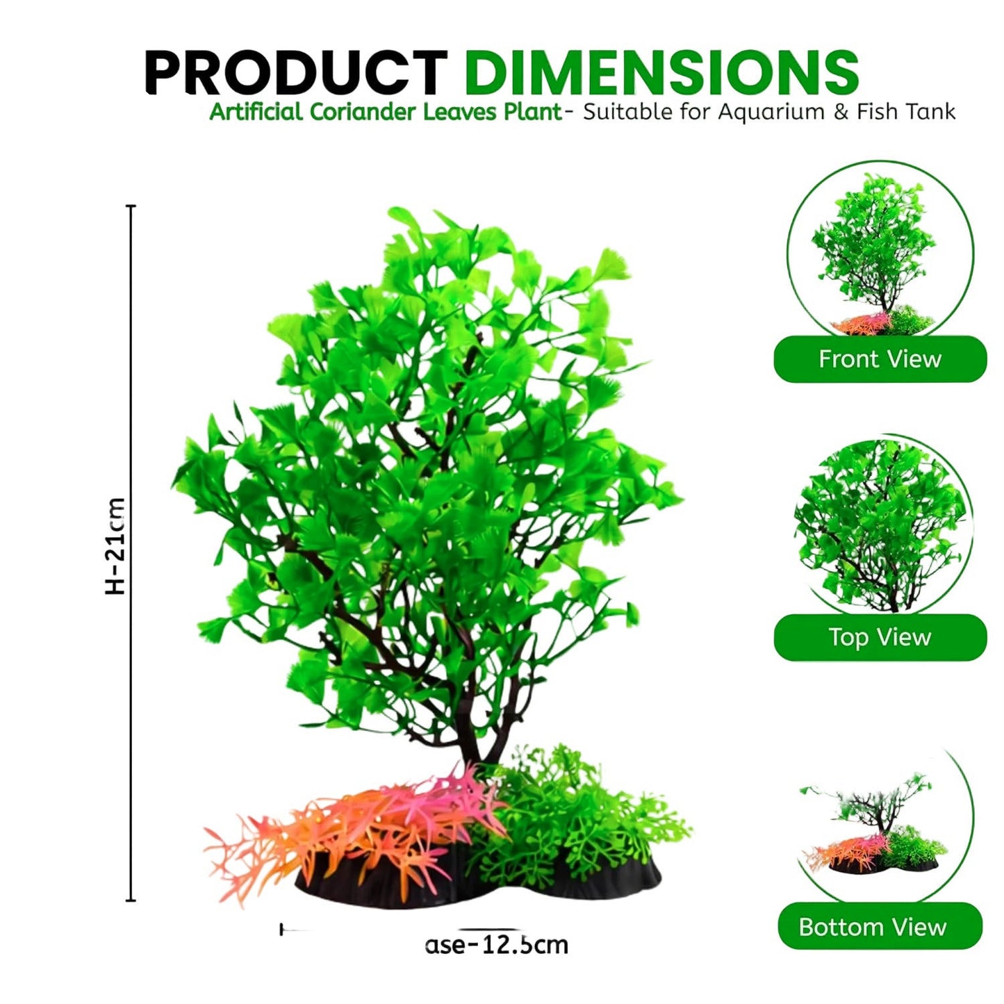 7.5" Artificial Big Bush Plastic Plant for Aquarium Fish Tank Decoration