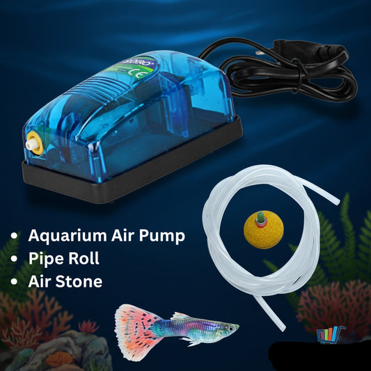 Best Air Pump for Aquarium | High-Quality Air Pump with Air Bubble Stone & Silicon Pipe Roll