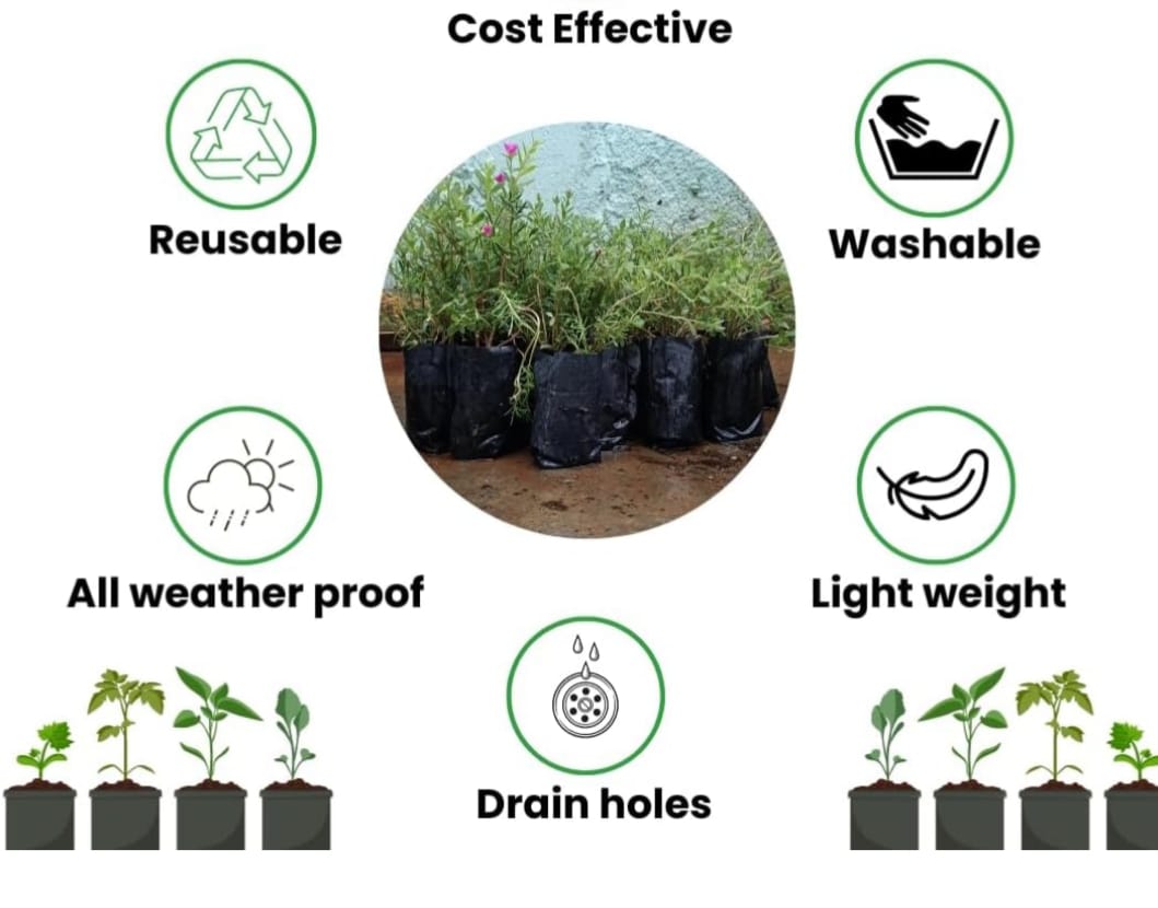 Plastic UV Protected Poly Nursery Plant Bags – 2×5 Inch, Black-Small| Pack of 10 | Home Garden Grow Bags