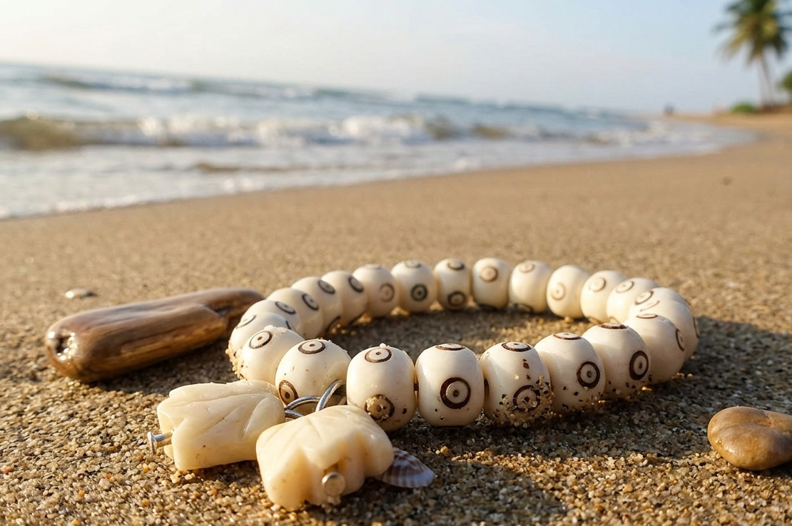 Good Luck Elephant Charm Mala Beads Wrist Bracelet for Women