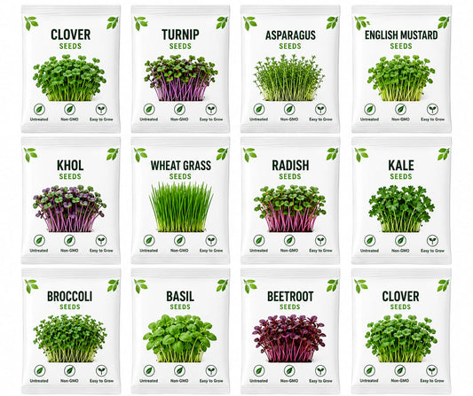 Premium Microgreens Seeds 12 Varieties with Cocopeat Soil for Organic Germination-Combo | Non-GMO | With Growing Instructions | Grow Your Own Super Salad