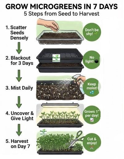Nutrition Microgreens Seed Collection Pack of 6 | Premium Varieties | Daily Superfood Combo | High Germination | Non GMO Untreated | Easy Home Growing