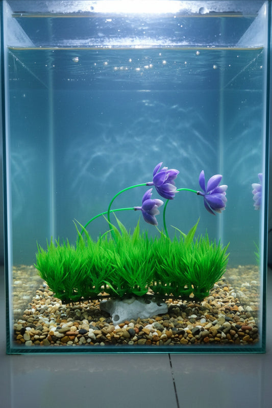 Beautiful Attractive Artificial Aquarium Plant Decoration – Purple Saffron Flower & Green
