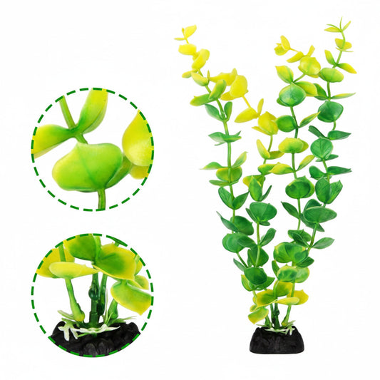 Beautiful Attractive Artificial Aquarium Decoration Plastic Plant - 10cm - 1 Pc (Lime Green-Yellow)