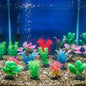Beautiful Attractive Artificial Aquarium Decoration Plastic Plant - 3-6cm - 6 Pc (Lime-Green-Yellow-Pink-Purple) - Design May Vary