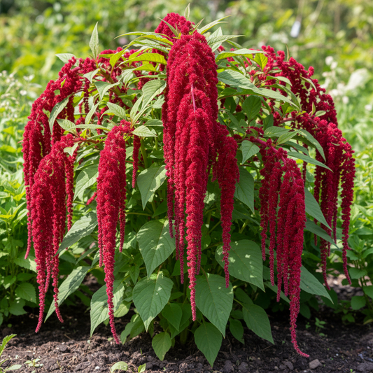 Amaranthus Caudatus Red plant with long drooping crimson tassel flowers