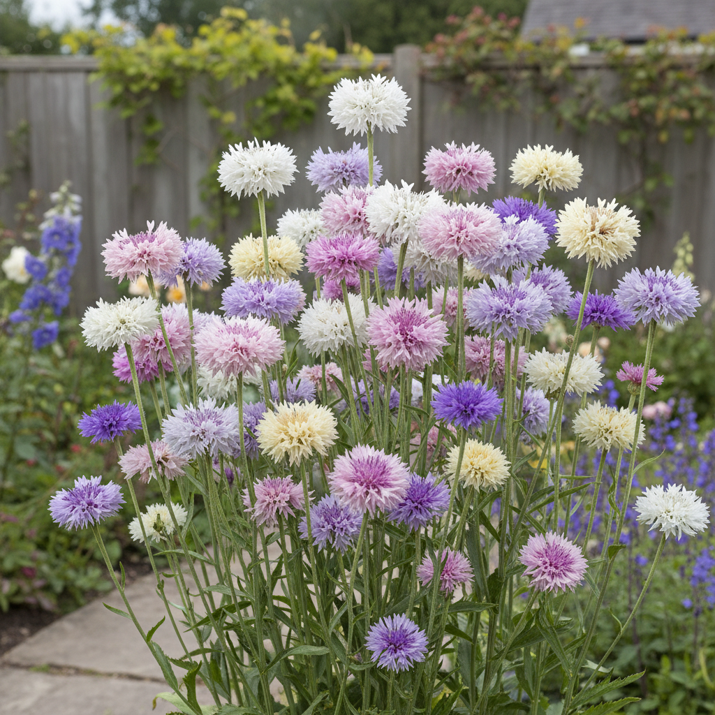 Sweet Sultan Mixed Color Plant with Tall Fragrant Feathery Blooms in Garden